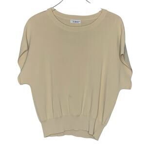 No Rest For Bridget SM Womens Tan Boatneck Knit Top Sweater Tan *flaw